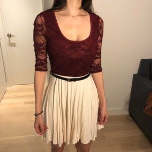 Burgundy maroon red n cream white ASOS Lace Dress